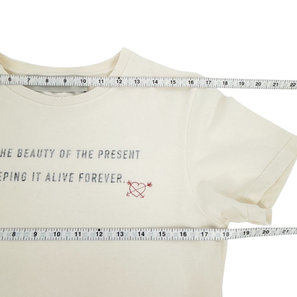 GOLDEN GOOSE Aged White Cotton Tee with Print & Embroidery M - Picture 9 of 10